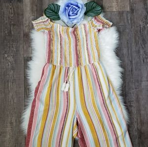 🐙🐡🐳Multicolored Pastel Striped Jumpsuit